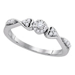 10kt White Gold Womens Round Diamond Cluster Promise Bridal Ring 1/5 Cttw
