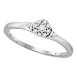 10kt White Gold Womens Round Diamond Cluster Bridal Wedding Engagement Ring 1/8 Cttw