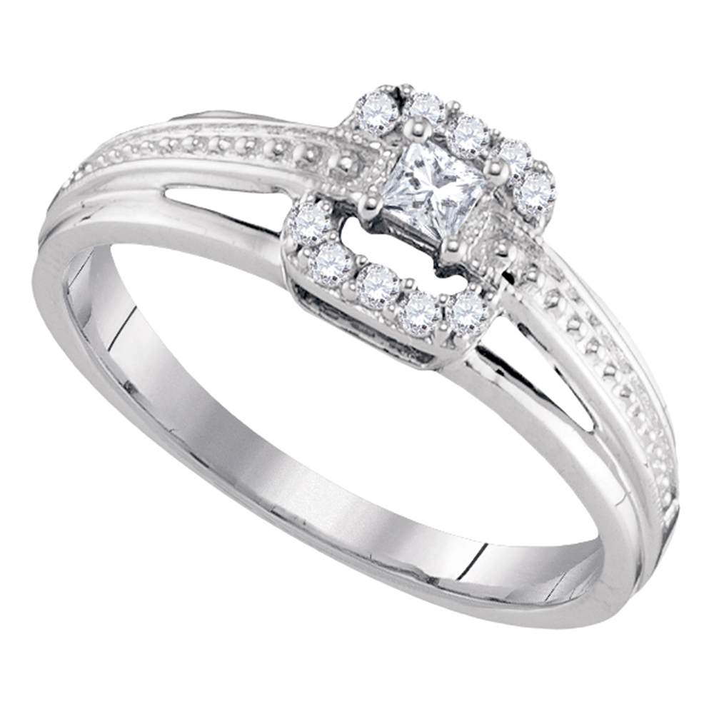 10kt White Gold Womens Princess Diamond Solitaire Bridal Wedding Engagement Ring 1/5 Cttw