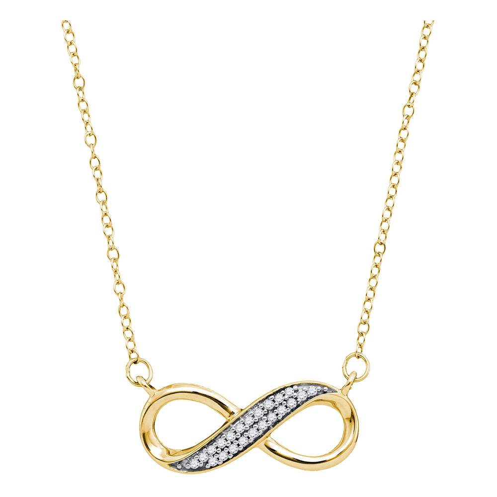 10kt Yellow Gold Womens Round Diamond Infinity Pendant Necklace 1/6 Cttw