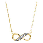 10kt Yellow Gold Womens Round Diamond Infinity Pendant Necklace 1/6 Cttw