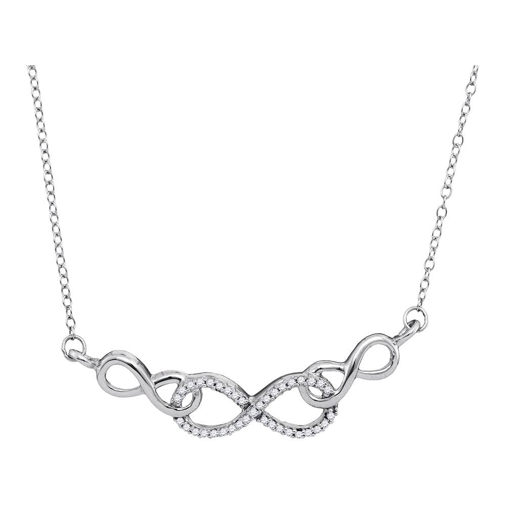 10kt White Gold Womens Round Diamond Infinity Pendant Necklace 1/5 Cttw