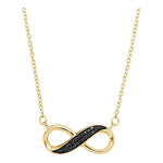 10kt Yellow Gold Womens Round Black Color Enhanced Diamond Infinity Pendant Necklace 1/6 Cttw