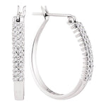 10kt White Gold Womens Round Diamond Double Row Hoop Earrings 1/4 Cttw