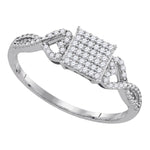 10kt White Gold Womens Round Diamond Square Cluster Ring 1/5 Cttw