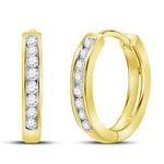 10kt Yellow Gold Womens Round Diamond Hoop Earrings 1/4 Cttw