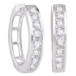 10kt White Gold Womens Round Diamond Hoop Earrings 1.00 Cttw