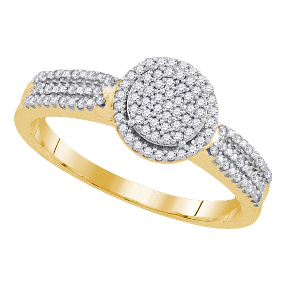 10kt Yellow Gold Womens Diamond Circle Frame Cluster Bridal Engagement Ring 1/5 Cttw