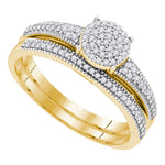 10k Yellow Gold Womens Diamond Cluster Bridal Wedding Engagement Ring Band Set 1/4 Cttw