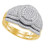 10k Yellow Gold Womens Round Diamond Cluster Bridal Wedding Engagement Ring band Set 1/2 Cttw