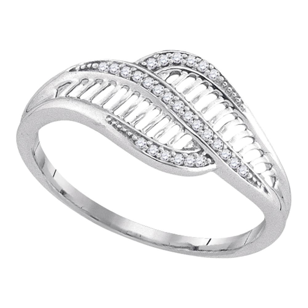 10kt White Gold Womens Round Diamond Bypass Fashion Band Ring 1/12 Cttw