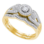 10k Yellow Gold Womens Round Diamond Bridal Wedding Engagement Ring Band Set 1/3 Cttw