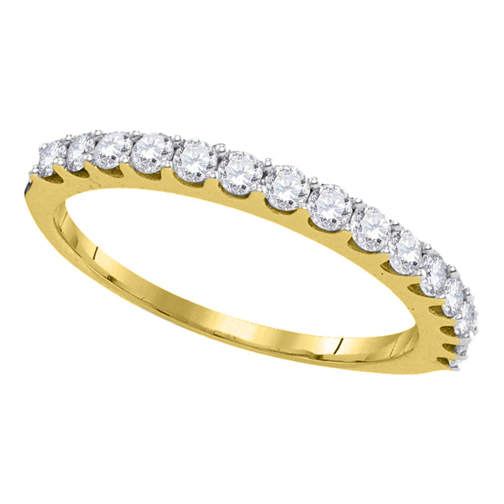 14kt Yellow Gold Womens Round Pave-set Diamond Single Row Wedding Band 1/2 Cttw