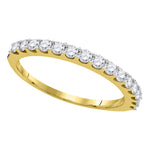 14kt Yellow Gold Womens Round Pave-set Diamond Single Row Wedding Band 1/2 Cttw