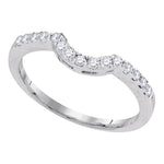 14kt White Gold Womens Round Diamond Curved Wedding Band Ring 1/4 Cttw