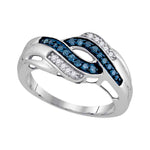 10kt White Gold Womens Round Blue Color Enhanced Diamond Band Ring 1/4 Cttw