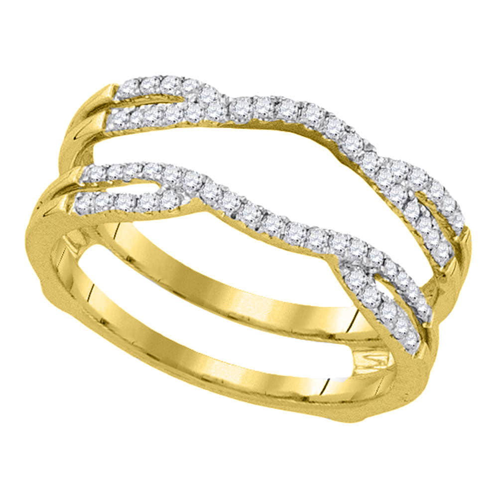 14kt Yellow Gold Womens Round Diamond Wrap Ring Guard Enhancer Wedding Band 1/3 Cttw
