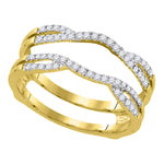 14kt Yellow Gold Womens Round Diamond Wrap Ring Guard Enhancer Wedding Band 1/3 Cttw