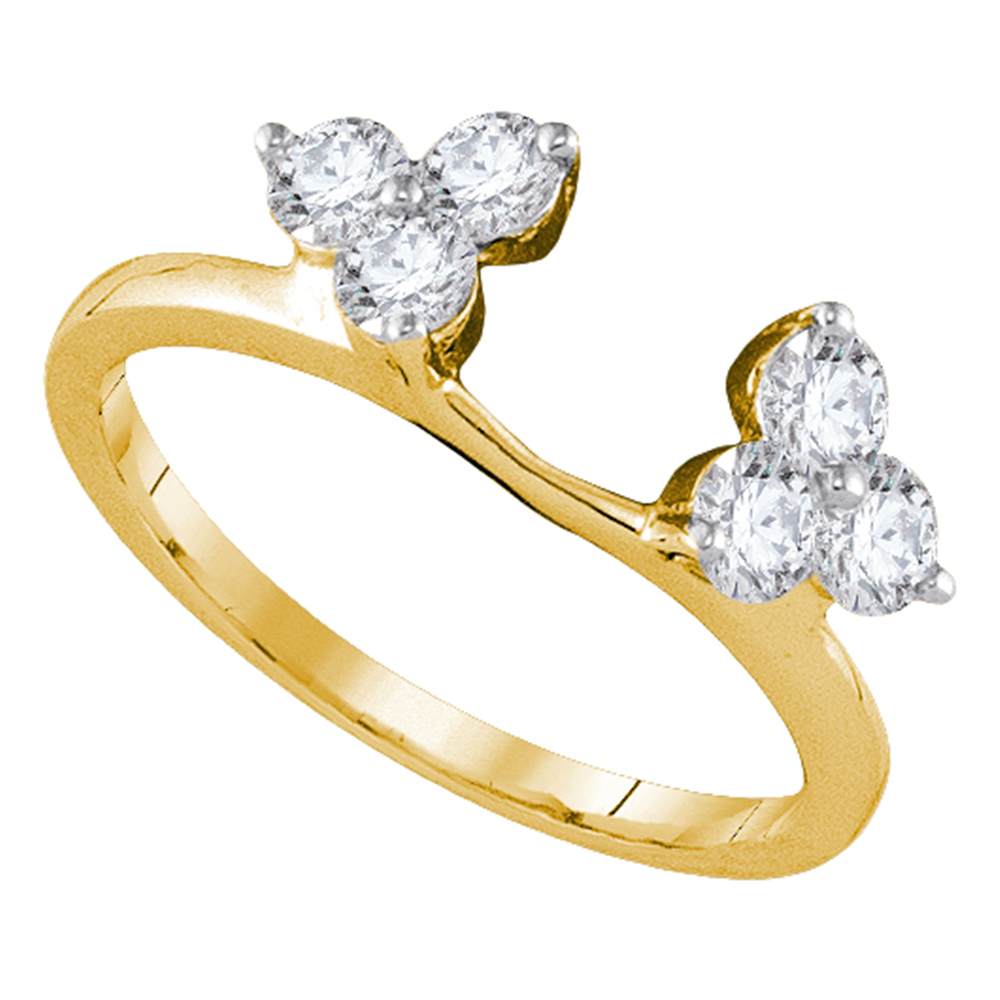14kt Yellow Gold Womens Round Diamond Ring Guard Wrap Enhancer Wedding Band 1/4 Cttw 7
