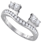14kt White Gold Womens Round Diamond Ring Guard Wrap Solitaire Enhancer 1/2 Cttw