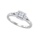 14kt White Gold Womens Princess Diamond Square Frame Cluster Ring 1/3 Cttw