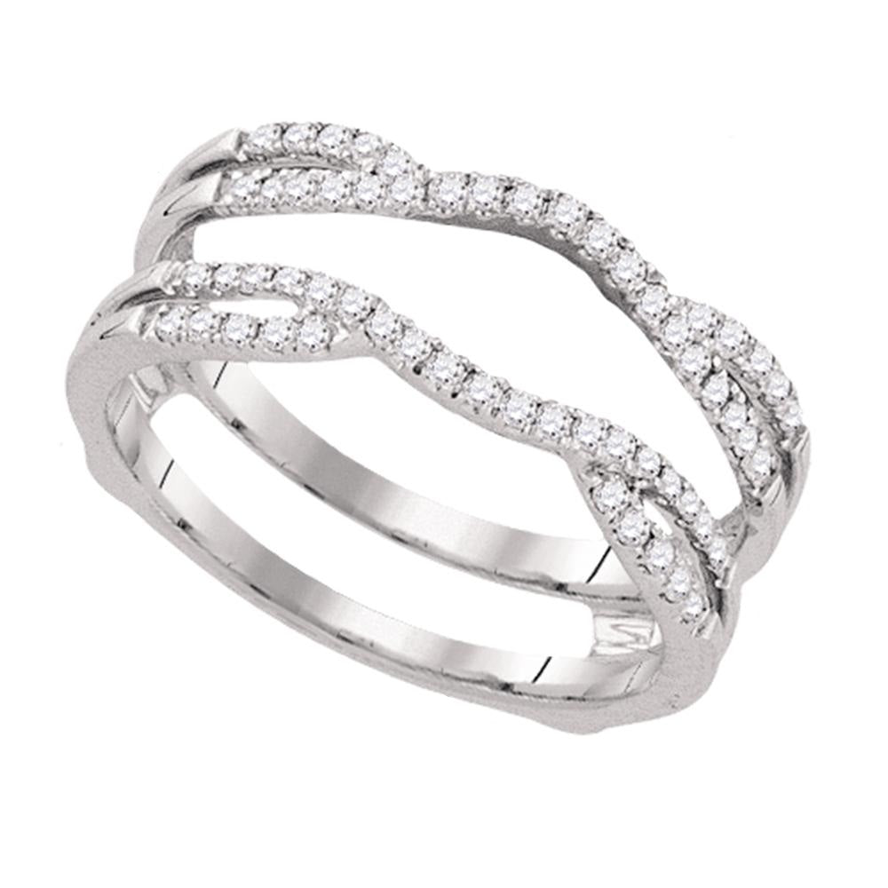 14kt White Gold Womens Round Diamond Wrap Ring Guard Enhancer Wedding Band 1/3 Cttw