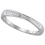 14kt White Gold Womens Round Diamond Fashion Band Ring 1/20 Cttw