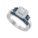 14k White Gold Womens Princess Diamond Bridal Wedding Engagement Ring Band Set 3/4 Cttw