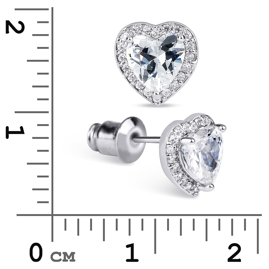 Womens Sim Diamond Heart Shape Stud Earrings 0.50 CT Silver Plated