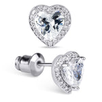 Womens Sim Diamond Heart Shape Stud Earrings 0.50 CT Silver Plated