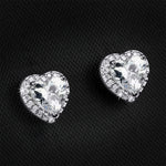 Womens Sim Diamond Heart Shape Stud Earrings 0.50 CT Silver Plated