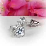 Womens Sim Diamond Heart Shape Stud Earrings 0.50 CT Silver Plated