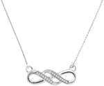 10kt White Gold Womens Round Diamond Infinity Pendant Necklace 1/20 Cttw