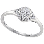 10kt White Gold Womens Round Diamond Cluster Fashion Ring 1/10 Cttw