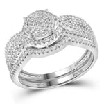 10k White Gold Womens Round Diamond Cluster Bridal Wedding Engagement Ring band Set 1/2 Cttw