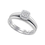 10kt White Gold Womens Round Diamond Bridal Wedding Engagement Ring Band Set 1/10 Cttw