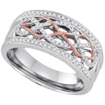 10kt Two-tone Gold Womens Round Diamond Filigree Band Ring 1/4 Cttw