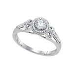 10k White Gold Womens Round Diamond Bridal Wedding Engagement Anniversary Ring 3/8 Cttw