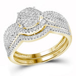 10k Yellow Gold Womens Round Diamond Cluster Bridal Wedding Engagement Ring band Set 1/2 Cttw