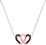 10kt Rose Gold Womens Round Red Color Enhanced Diamond Heart Love Necklace Pendant 1/10 Cttw