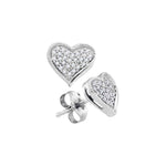 10kt White Gold Womens Round Diamond Heart Love Earrings 1/5 Cttw