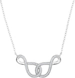 10kt White Gold Womens Round Diamond Infinity Pendant Necklace 1/6 Cttw