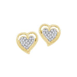 10kt Yellow Gold Womens Round Diamond Milgrain Heart Cluster Earrings 1/10 Cttw