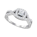 14kt White Gold Womens Princess Diamond Solitaire Twist Bridal Wedding Engagement Ring 1.00 Cttw