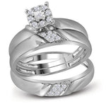 10kt White Gold His & Hers Round Diamond Solitaire Matching Bridal Wedding Ring Band Set 1/5 Cttw