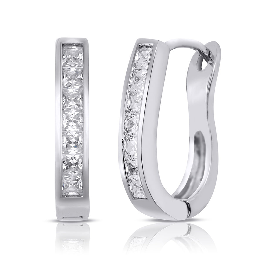 Women's Stunning Hoop Earrings Silver Plated 0.75 cttw