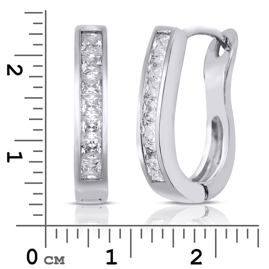 Women's Stunning Hoop Earrings Silver Plated 0.75 cttw
