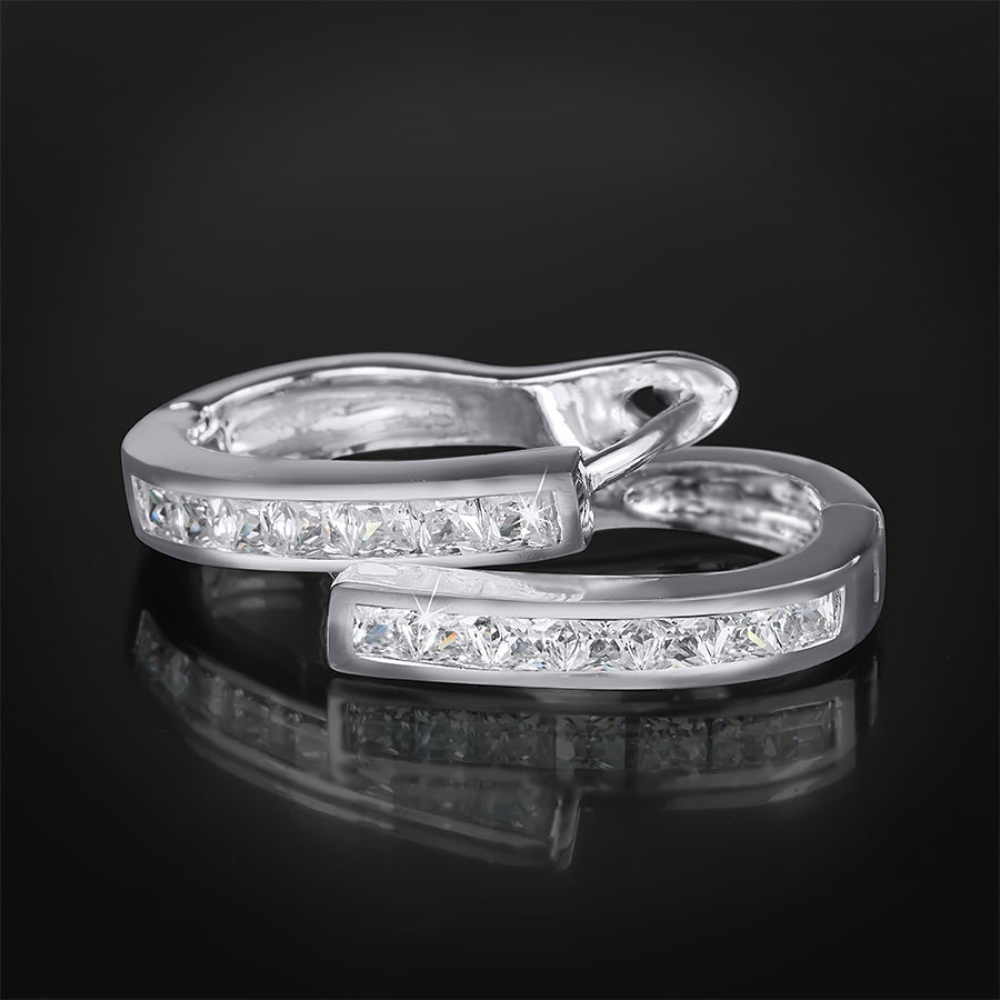 Women's Stunning Hoop Earrings Silver Plated 0.75 cttw