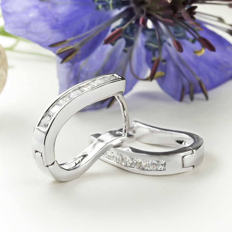 Women's Stunning Hoop Earrings Silver Plated 0.75 cttw