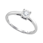 10kt White Gold Womens Round Diamond Solitaire Bridal Wedding Engagement Ring 1/6 Cttw